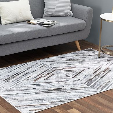 Walk on Me Faux Cowhide Digital Printed Patchwork Supra Vortex Contemporary Indoor Area Rug
