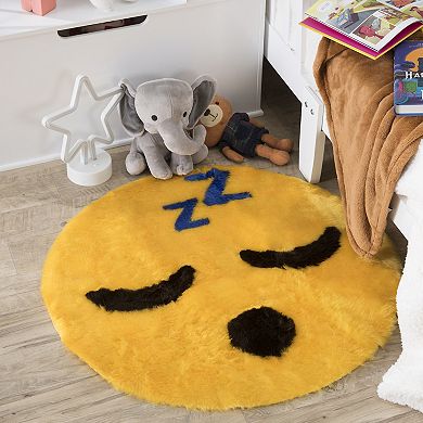 Walk on Me Emoji Faux Fur Soft and Cute Area Rug Made in France
