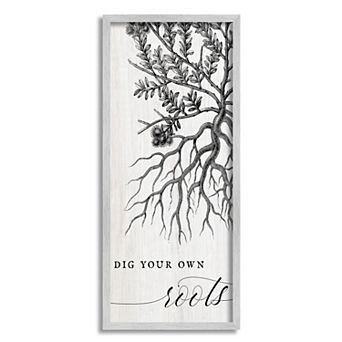 Stupell Home Decor Dig Your Roots Silver Finish Framed Wall Art