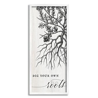 Stupell Home Decor Dig Your Roots White Framed Wall Art