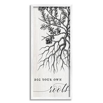 Stupell Home Decor Dig Your Roots White Framed Wall Art