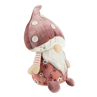 Northlight Pink Floral Mushroom Gnome Table Decor