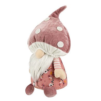 Northlight Pink Floral Mushroom Gnome Table Decor