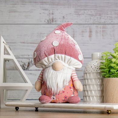 Northlight Pink Floral Mushroom Gnome Table Decor