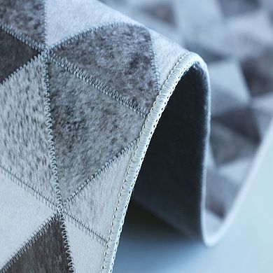 Walk on Me Faux Cowhide Digital Printed Patchwork Diamonds in the Rough Indoor Area Rug
