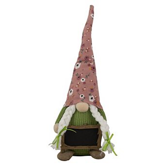 Northlight Pink Floral Springtime Message Board Gnome Floor Decor