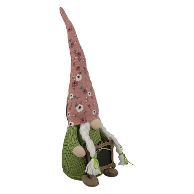 Northlight Pink Floral Springtime Message Board Gnome Floor Decor