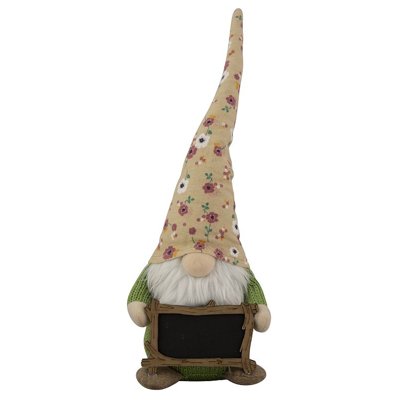Northlight Yellow Floral Springtime Message Board Gnome Floor Decor, 16