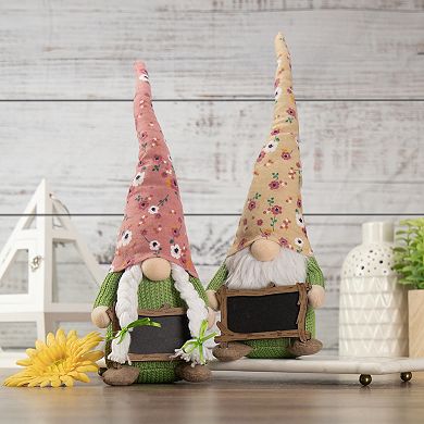 Northlight Yellow Floral Springtime Message Board Gnome Floor Decor