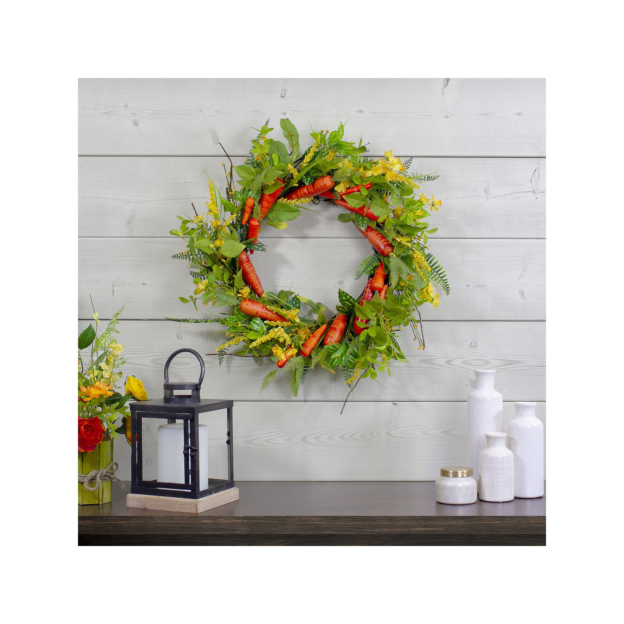 Northlight Carrot & Berry Easter Foliage Artificial Wreath, Orange