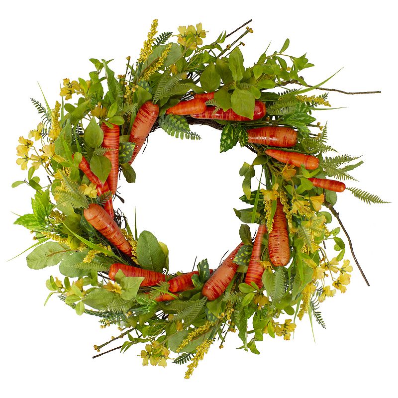 Northlight Carrot & Berry Easter Foliage Artificial Wreath, Orange, 22