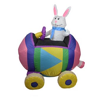 Northlight 4 Ft. Inflatable Easter Bunny & Egg Car Outdoor Floor Decor