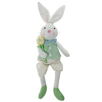 Northlight White & Green Boy Bunny Rabbit Easter Table Decor