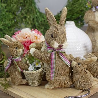 Northlight Sisal Mommy & Baby Bunnies Easter Table Decor