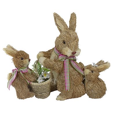 Northlight Sisal Mommy & Baby Bunnies Easter Table Decor