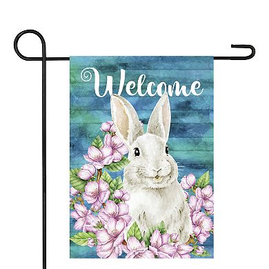 Northlight Welcome Bunny Floral Spring Garden Flag