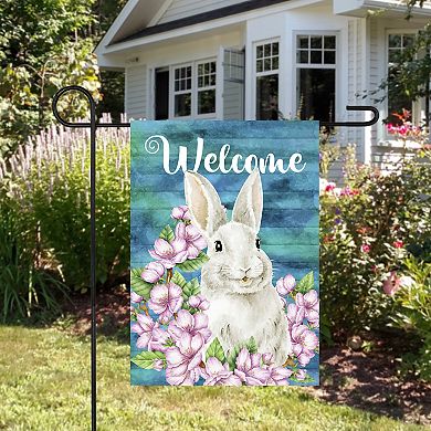 Northlight Welcome Bunny Floral Spring Garden Flag