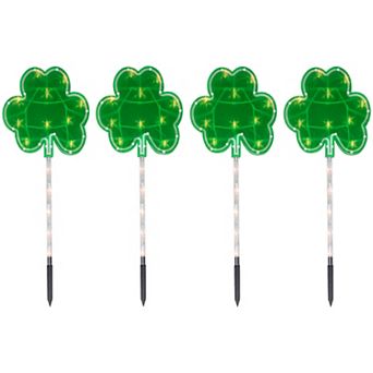 Northlight Light-Up St. Patrick's Day Shamrock Garden Stake 4 pc Set