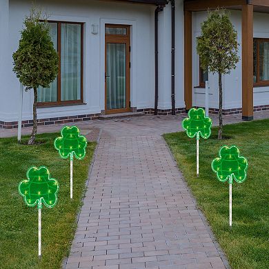 Northlight Light-Up St. Patrick's Day Shamrock Garden Stake 4-piece Set