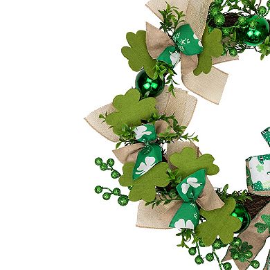 Northlight Burlap Bows Shamrocks St. Patrick's Day Wreath