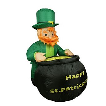 Northlight 4 Ft. Pre-Lit Inflatable Pot of Gold & Leprechaun St. Patrick's Day Outdoor Decor