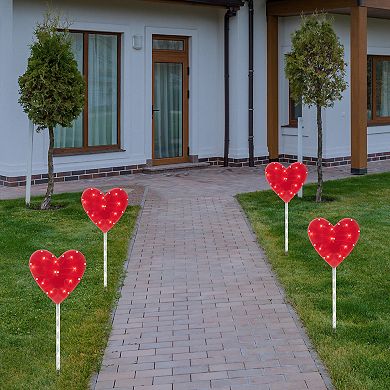 Northlight Red Heart Valentine's Day Garden Stake 4-piece Set