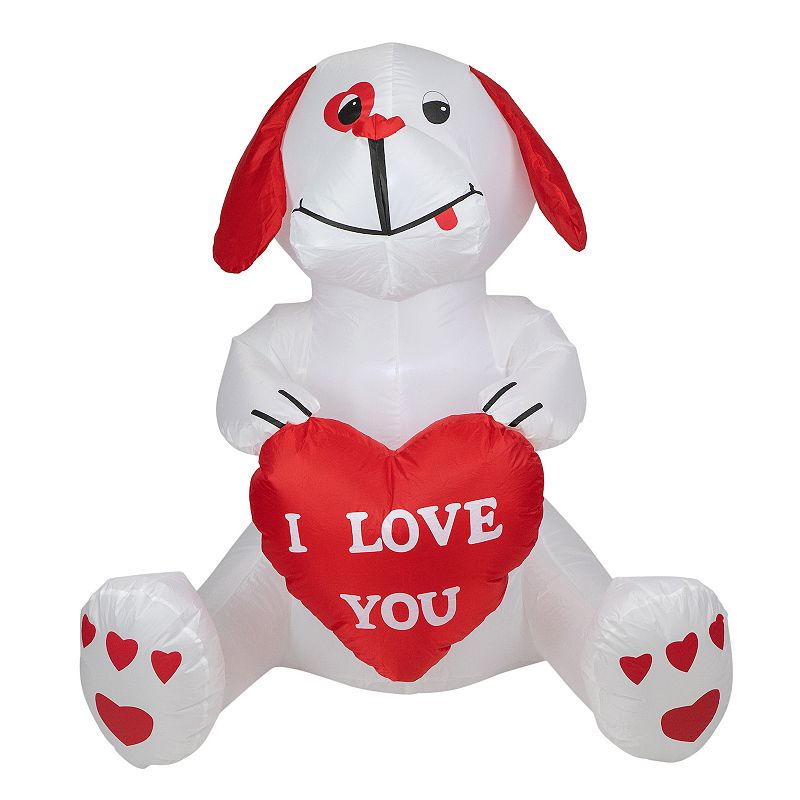 Northlight LED Inflatable Valentines Day Doggie Outdoor Floor Decor, Red,