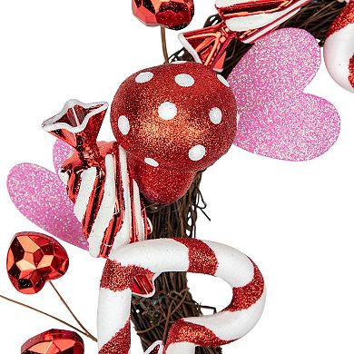 Northlight Red & White Candies & Hearts Valentine's Day Artificial Wreath