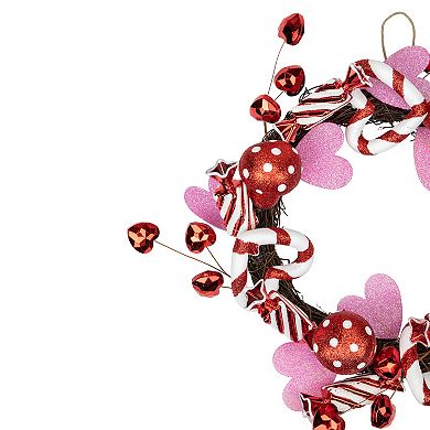 Northlight Red & White Candies & Hearts Valentine's Day Artificial Wreath