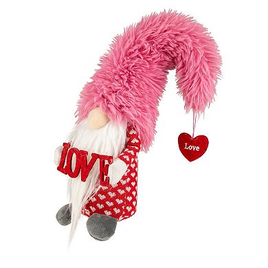Northlight Fluffy Faux Fur Love Valentine's Day Gnome Floor Decor