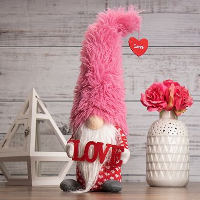 Northlight Fluffy Faux Fur Love Valentine's Day Gnome Floor Decor