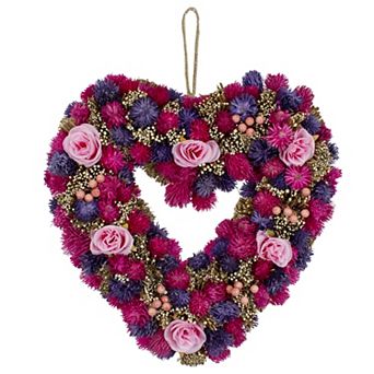 Northlight Artificial Floral Berry Heart Spring Wreath