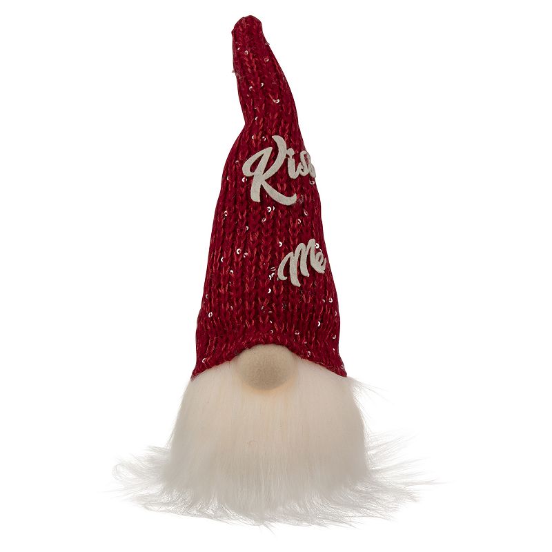 Northlight Light-Up Knit Kiss Me Valentines Day Gnome Table Decor, Red