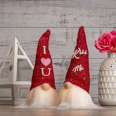 Northlight Light-Up Knit Kiss Me Valentine's Day Gnome Table Decor