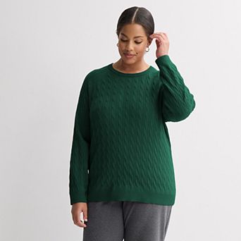 Plus Size Croft & Barrow® The Extra Soft Cabled Crew Neck Sweater