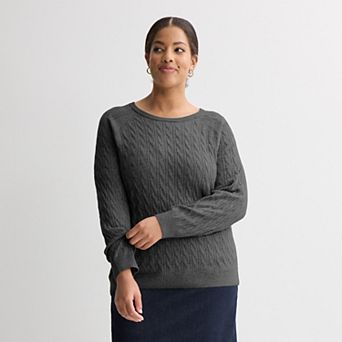 Plus Size Croft & Barrow® The Extra Soft Cabled Crew Neck Sweater