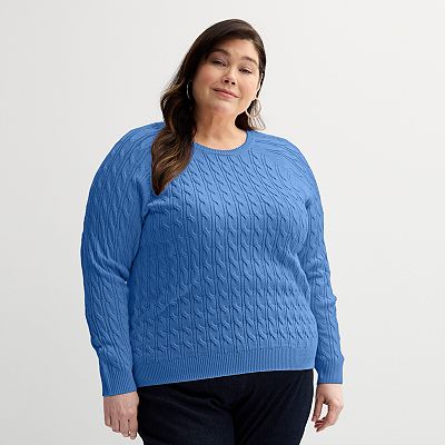 Plus Size Croft Barrow® The Extra Soft Cabled Crew Neck Sweater