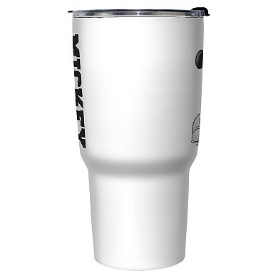 Mickey Leaning on Name Stainless Steel Travel Mug