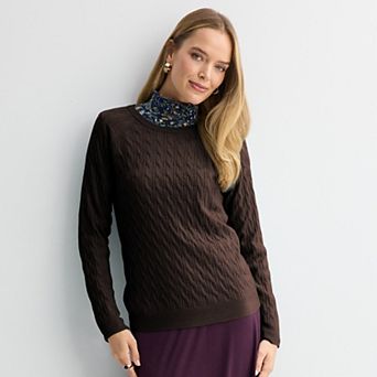 Women's Croft & Barrow® The Extra Soft Cable Crew Neck Sweater