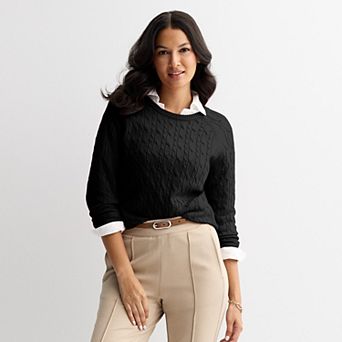 Women's Croft & Barrow® The Extra Soft Cable Crew Neck Sweater