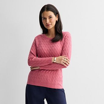 Women's Croft & Barrow® The Extra Soft Cable Crew Neck Sweater