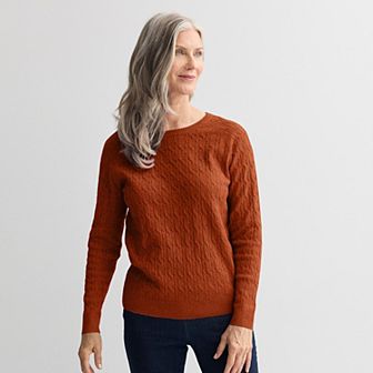 Women's Croft & Barrow® The Extra Soft Cabled Crew Neck Sweater