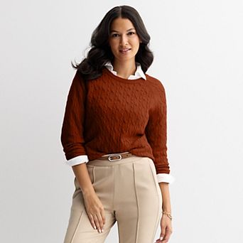 Women's Croft & Barrow® The Extra Soft Cable Crew Neck Sweater