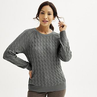 Women's Croft & Barrow® The Extra Soft Cabled Crew Neck Sweater