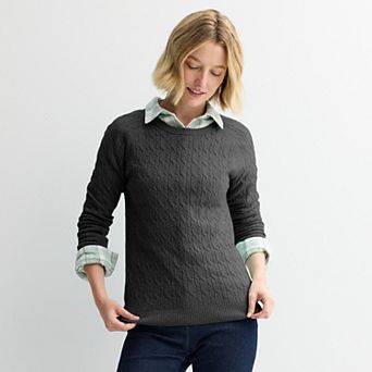 Women's Croft & Barrow® The Extra Soft Cable Crew Neck Sweater