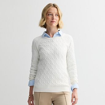 Women's Croft & Barrow® The Extra Soft Cable Crew Neck Sweater
