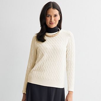 Women's Croft & Barrow® The Extra Soft Cable Crew Neck Sweater