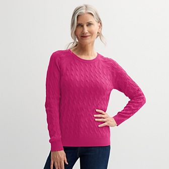 Women's Croft & Barrow® The Extra Soft Cabled Crew Neck Sweater