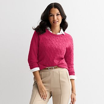 Women's Croft & Barrow® The Extra Soft Cable Crew Neck Sweater