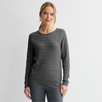 Women's Croft & Barrow® The Extra Soft Cable Crew Neck Sweater